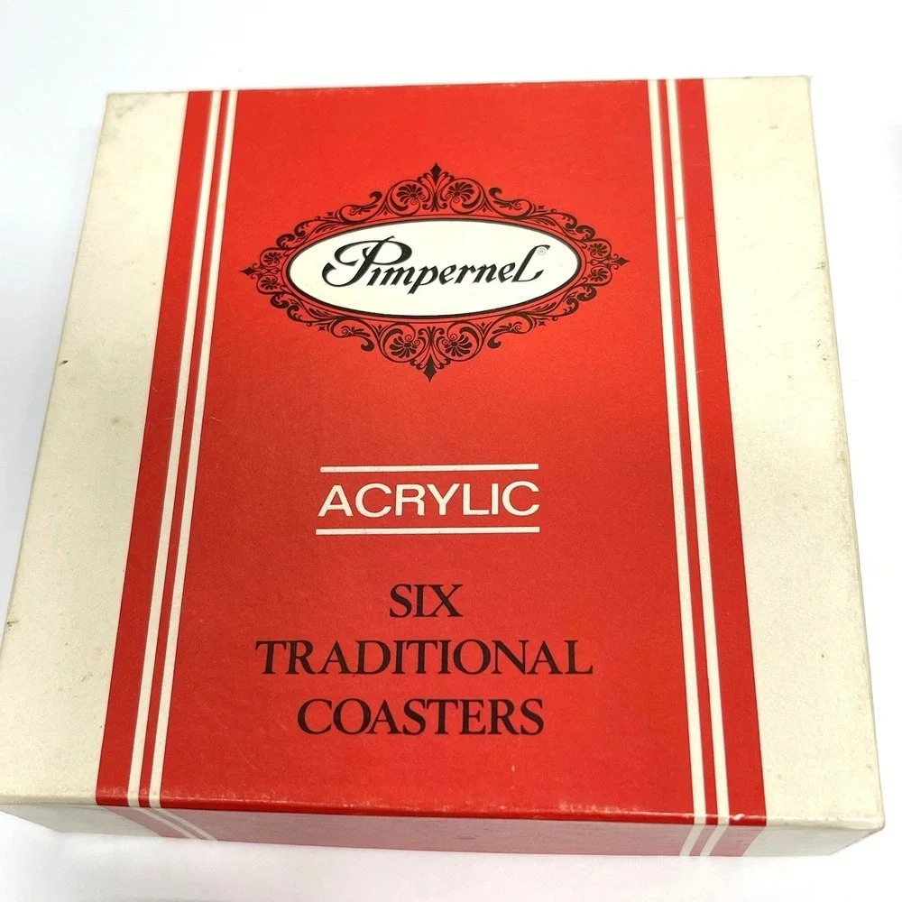Vintage Pimpernel Acrylic Coasters Chinese Screen Pattern‎ Back Corked set Of 6
